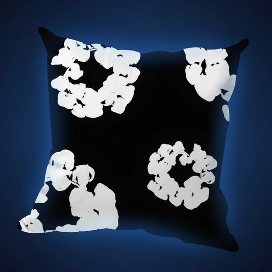 Housse de coussin florale en soie polyester avec imprimé denim double face style streetwear moderne