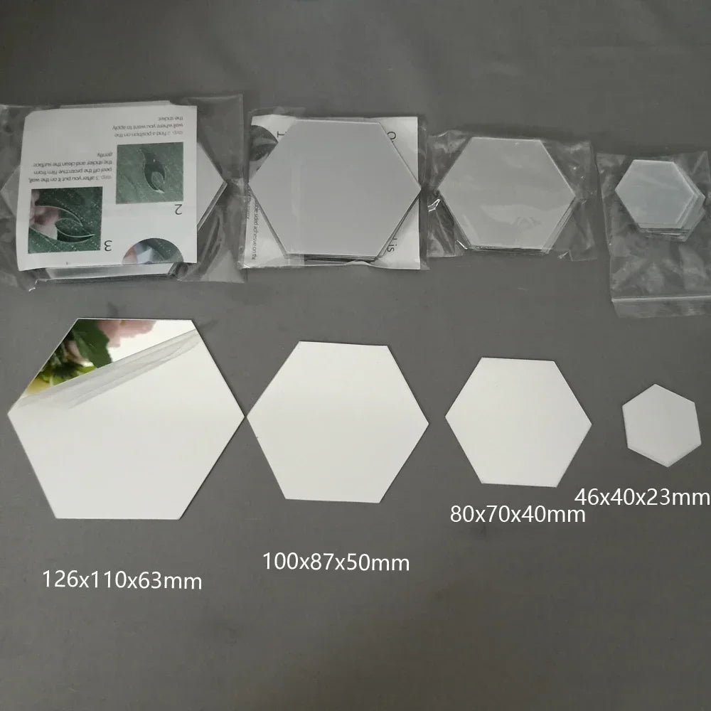 Stickers Miroir Hexagonaux 3D