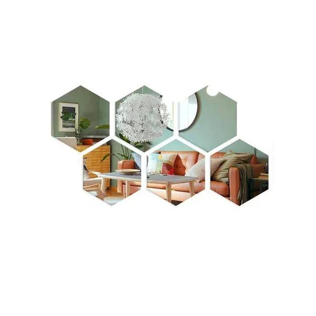 Stickers Miroir Hexagonaux 3D
