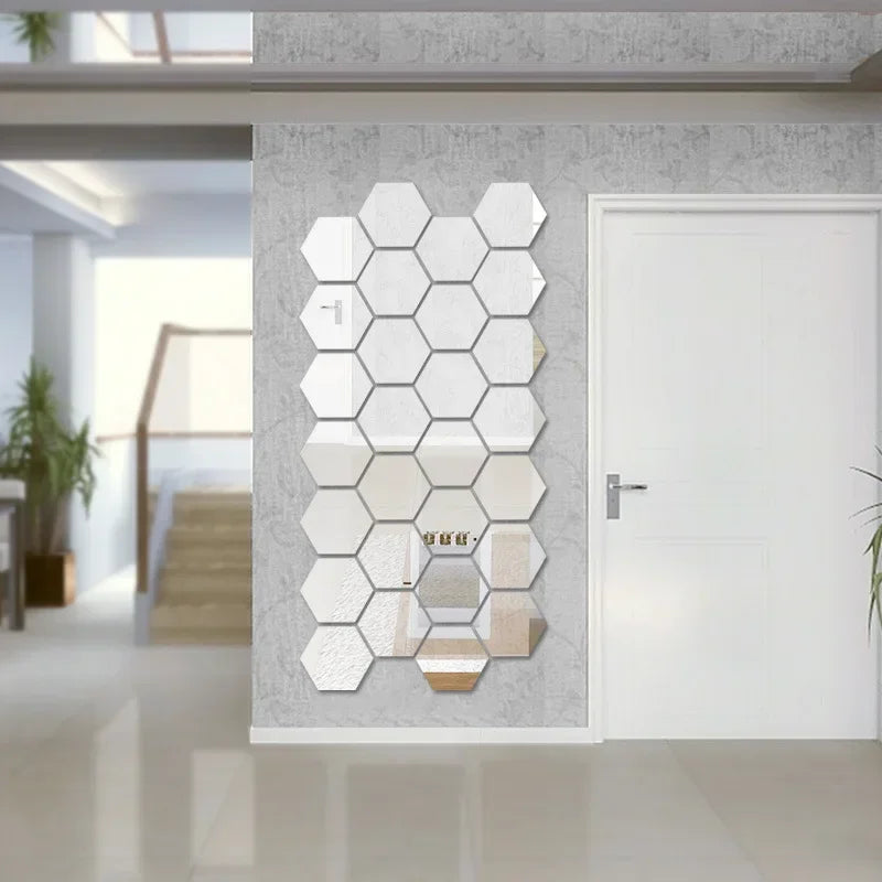 Stickers Miroir Hexagonaux 3D