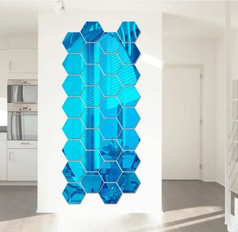 Stickers Miroir Hexagonaux 3D