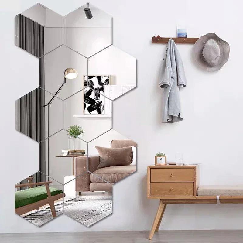 Stickers Miroir Hexagonaux 3D