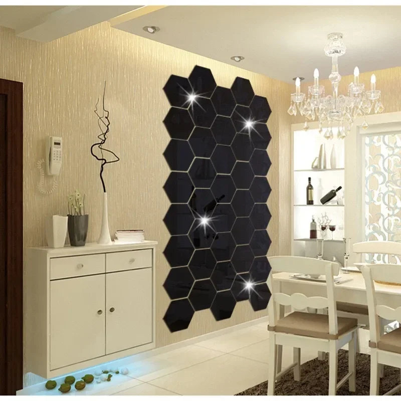 Stickers Miroir Hexagonaux 3D